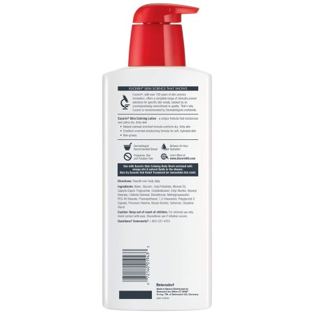 Eucerin Loción calmante para la piel, loción de cuerpo completo para piel seca y con picazón, avena natural enriquecida, botella
