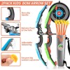 Juego de 2 juguetes de arco y flecha para niños, luz LED con 20 flechas de ventosa, objetivo y carcaj, juguetes al aire libre