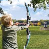 Juego de 2 juguetes de arco y flecha para niños, luz LED con 20 flechas de ventosa, objetivo y carcaj, juguetes al aire libre