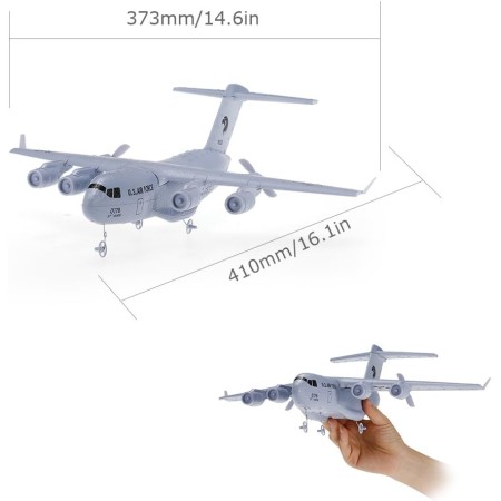 GoolRC C-17 Avión RC, avión de control remoto de 2.4 GHz, avión de transporte militar con envergadura de 14.685 in, avión RC de