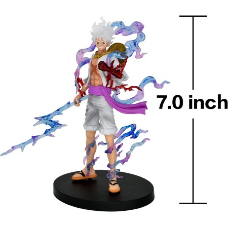 MASEKE One Piece Luffy Gear 5 Figura Anime Colección Modelo Muñeca Juguete Decoración Regalo (Blanco)