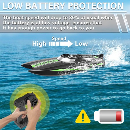 VOLANTEXRC Barcos a control remoto para piscinas y lagos 20+MPH AtomicXS Barco RC de alta velocidad para niños o adultos, bote