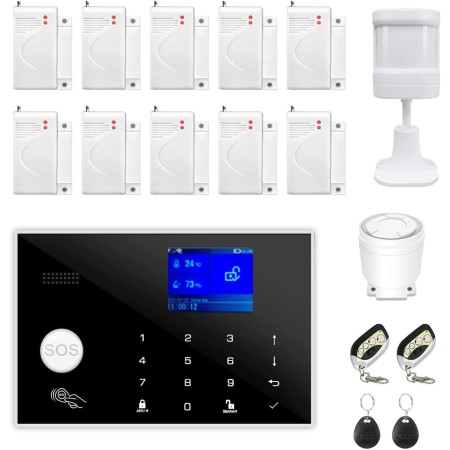 Kit de 17 piezas WiFi y GSM, sistema de alarma inalámbrico de seguridad para el hogar, sensores de entrada con sensor de