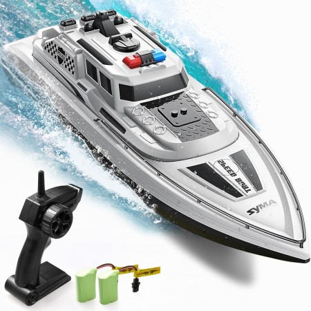 SYMA Barco a control remoto, 1: barco de policía simulado a escala 28 para piscinas y lagos, barcos de control remoto de alta