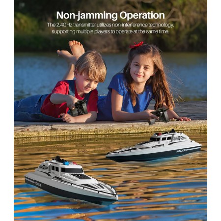 SYMA Barco a control remoto, 1: barco de policía simulado a escala 28 para piscinas y lagos, barcos de control remoto de alta