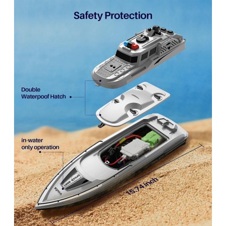 SYMA Barco a control remoto, 1: barco de policía simulado a escala 28 para piscinas y lagos, barcos de control remoto de alta