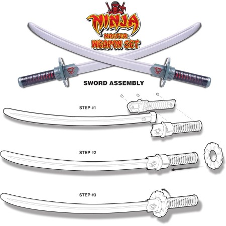 Kangaroo Espada de plástico para niños, armas de juguete Ninja para niños, juego de katanas de espadas ninja y estrellas, juego