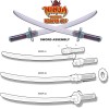 Kangaroo Espada de plástico para niños, armas de juguete Ninja para niños, juego de katanas de espadas ninja y estrellas, juego