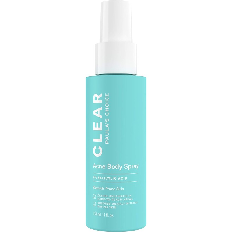 Paula's Choice CLEAR Spray exfoliante para el acné para la espalda y el cuerpo, tratamiento al 2% de BHA (ácido salicílico) para